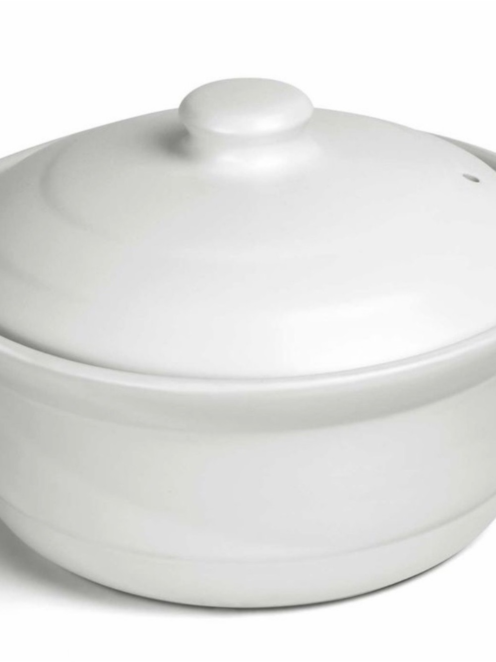 3.4 Qt White Ceramic Clay Cooking Pot Casserole w/Vented Lid Soup Rice Stew